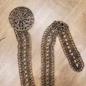 Medieval Brass Tone Chainmail Metal Mesh Link Belt Mesh Chain Heavy OSFA 41"